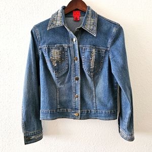 Very Vera jean jacket sz S petite embellished Vera Wang southwestern lightweight